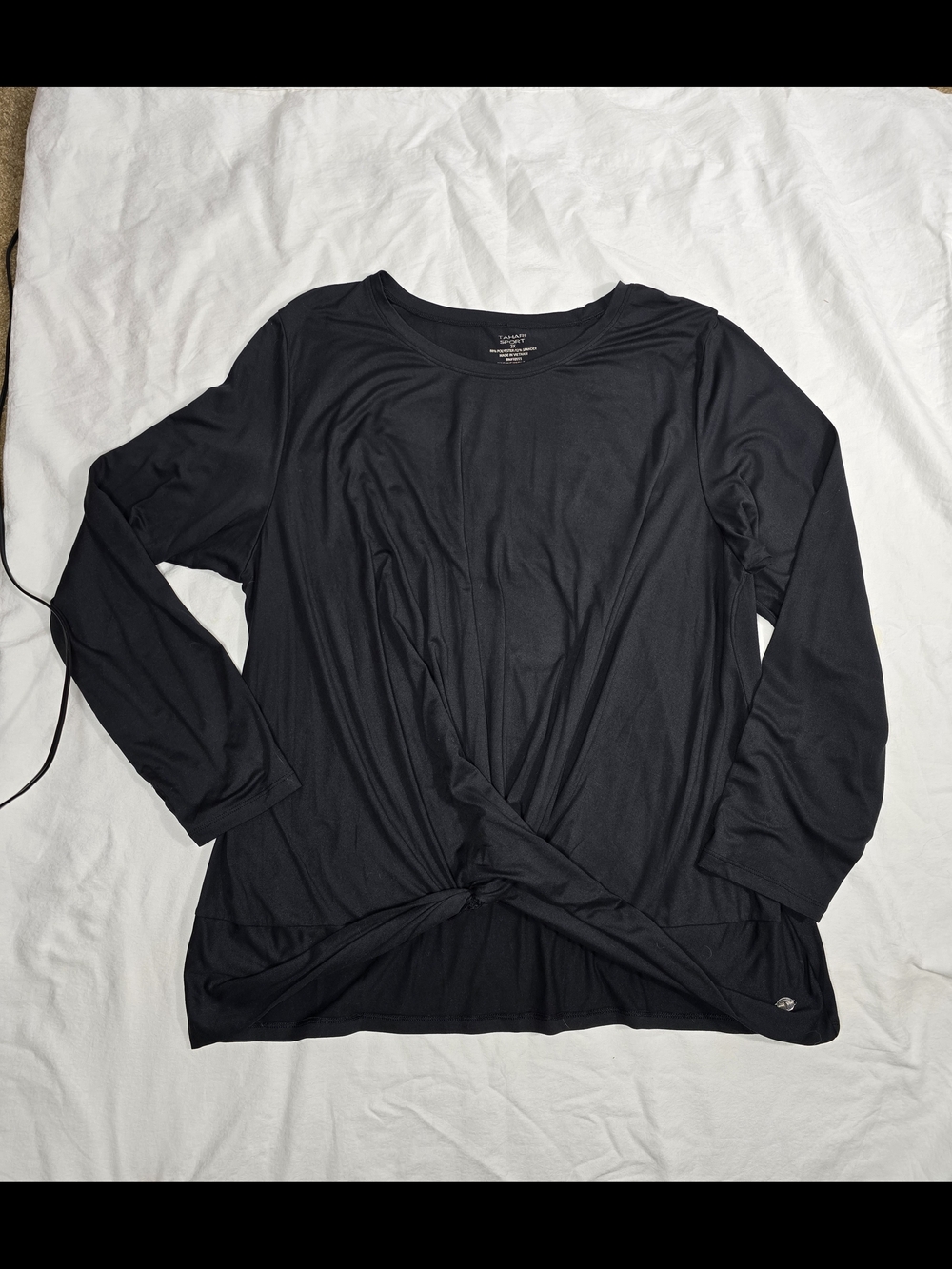 Tahari Black Twist-Knot Long Sleeve Top